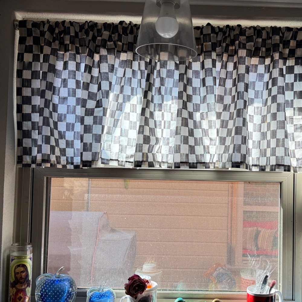 Mac-Kenzie Childs Checkered Black and White Curtain